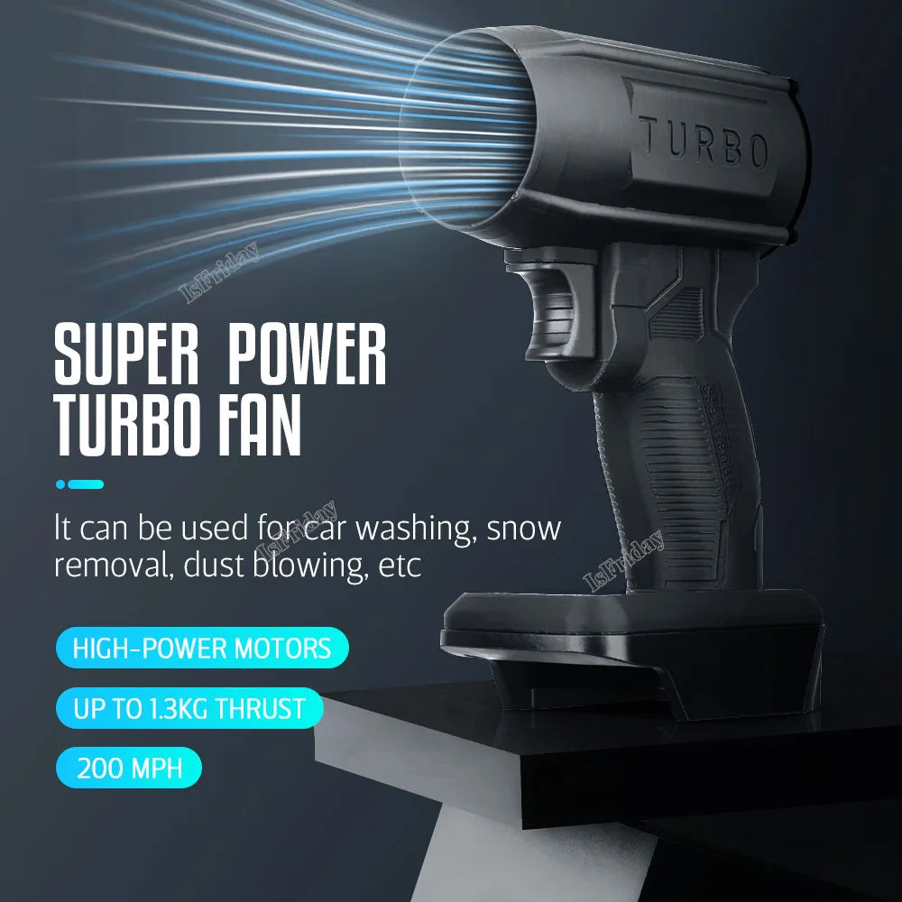 Powerful Cordless Turbo Fan for Dewalt/Makita/Milwaukee (18/20V): Car Washing, Blowing, and More