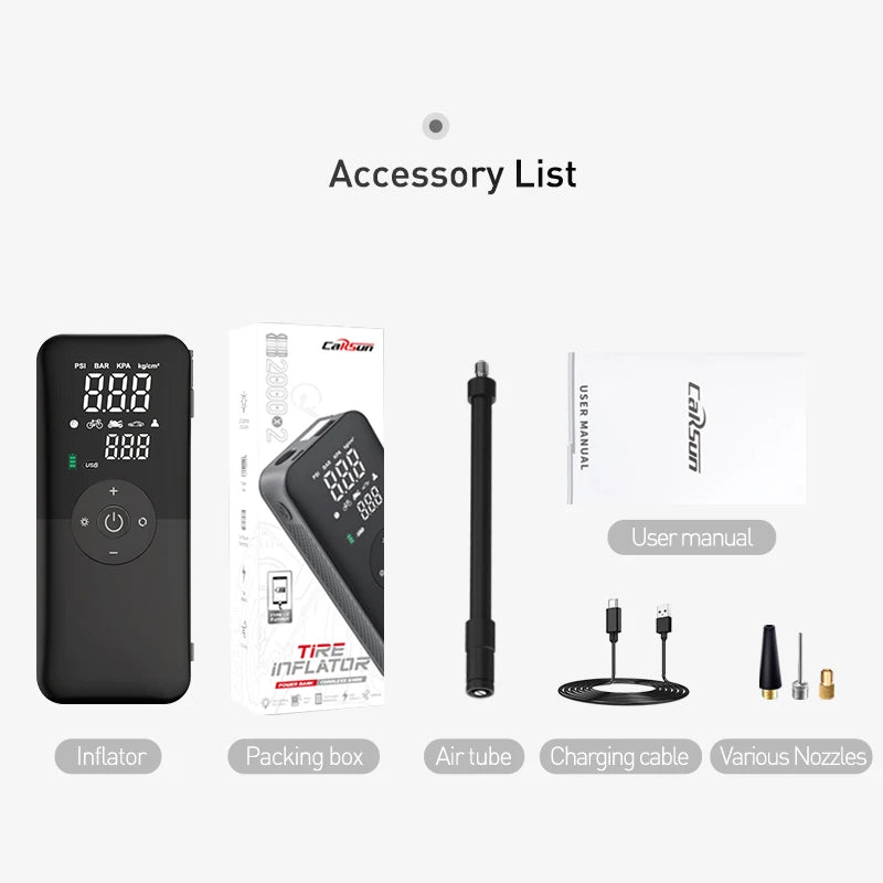 Portable Cordless Air Pump: Digital Tire Inflator for Cars, Motorcycles, Bikes, and Balls