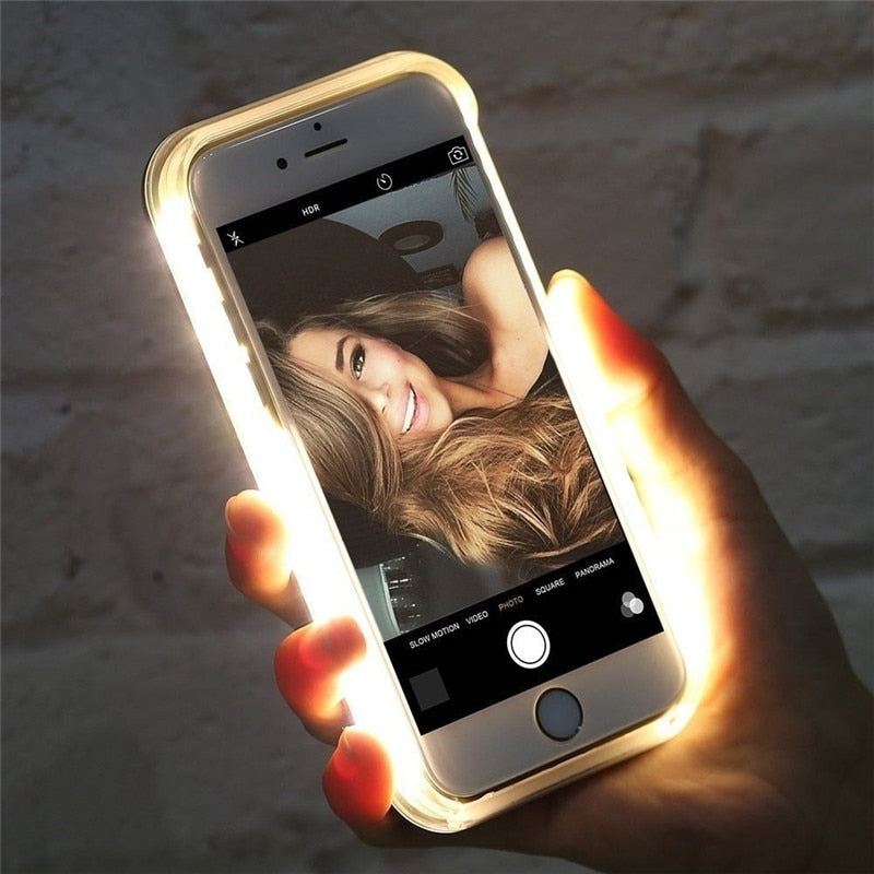 Luminous Phone Case with Selfie Light for iPhone 14/13/12/11/XS/XR/7/8/Plus