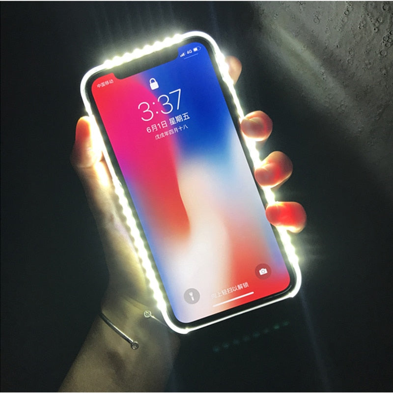 Luminous Phone Case with Selfie Light for iPhone 14/13/12/11/XS/XR/7/8/Plus