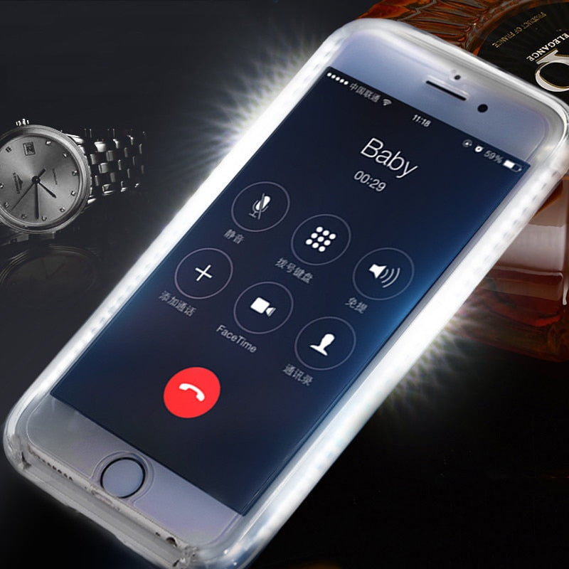 Luminous Phone Case with Selfie Light for iPhone 14/13/12/11/XS/XR/7/8/Plus