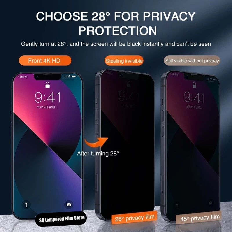Anti-Spy Tempered Glass Privacy Screen Protector for iPhone 14/13/12/11/XS/XR/7/8/Plus/SE (2022)