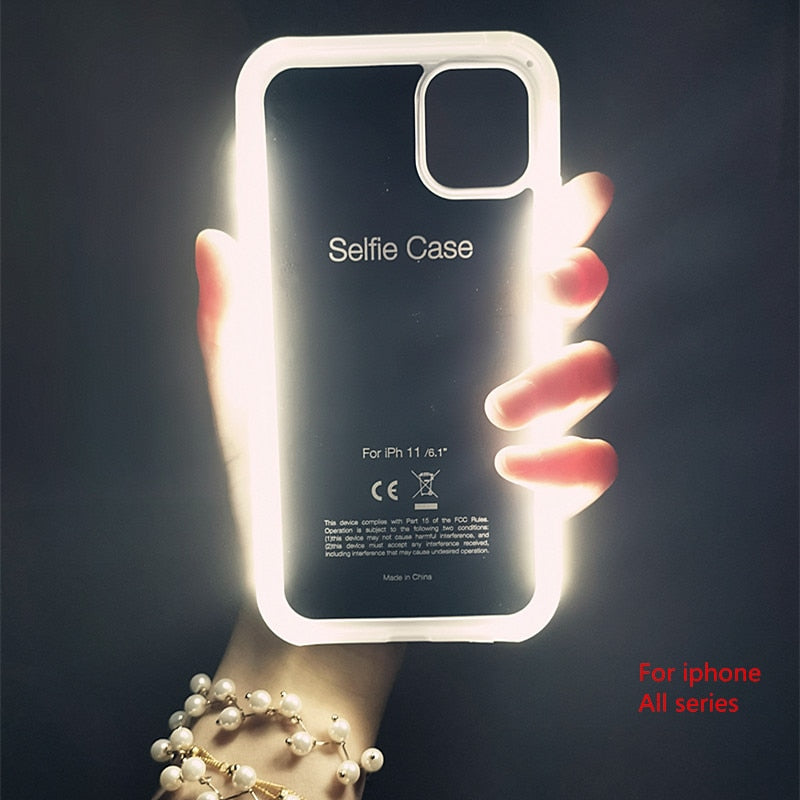 Luminous Phone Case with Selfie Light for iPhone 14/13/12/11/XS/XR/7/8/Plus