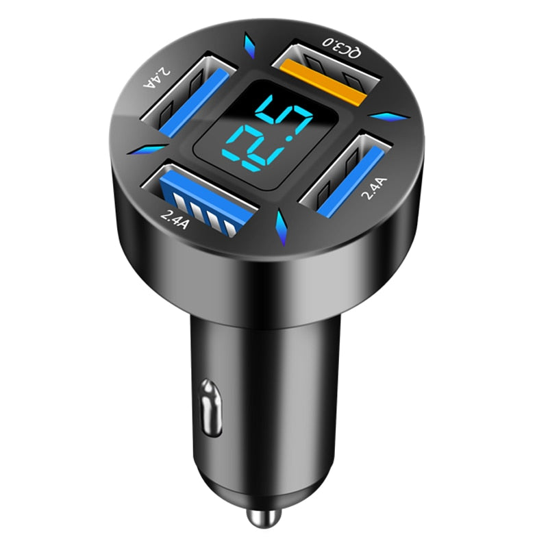 66W 4-Port USB-C Car Charger with Fast Charging 3.0