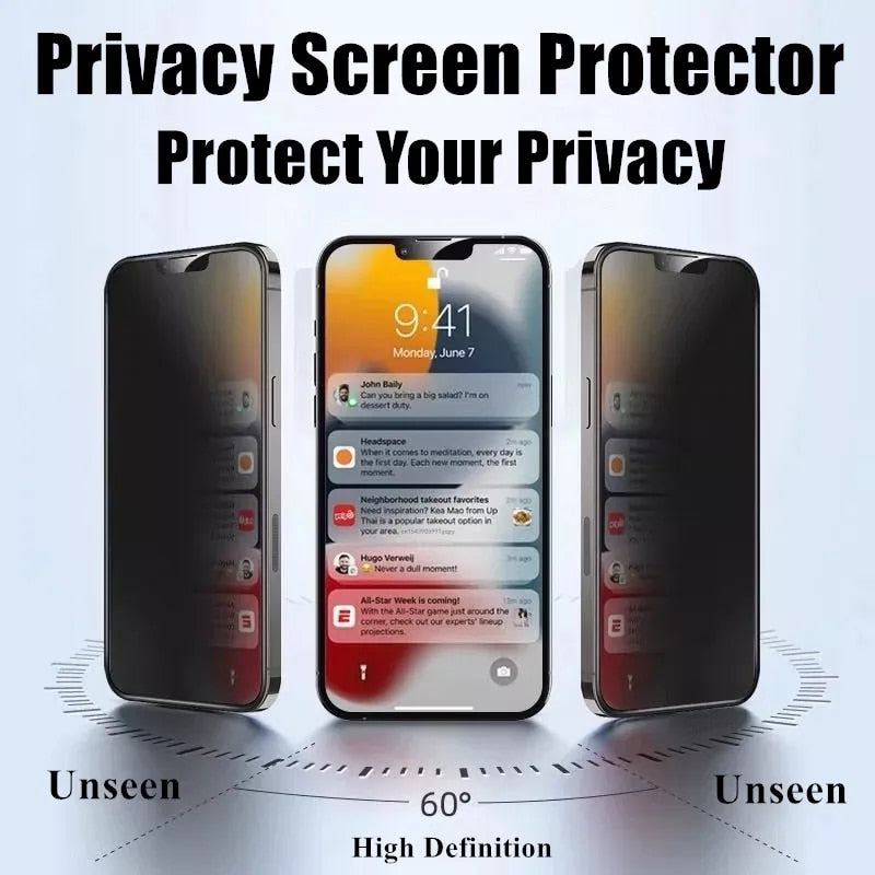Anti-Spy Tempered Glass Privacy Screen Protector for iPhone 14/13/12/11/XS/XR/7/8/Plus/SE (2022)