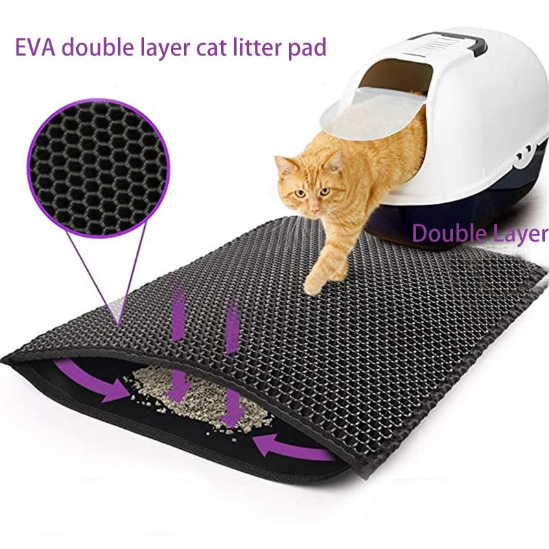 Waterproof Double-Layer Pet Litter Mat with Non-Slip Grip (Washable)