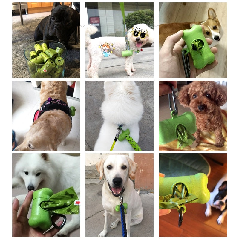 Bone-Shaped Dog Poop Bag Dispenser with Waste Carrier