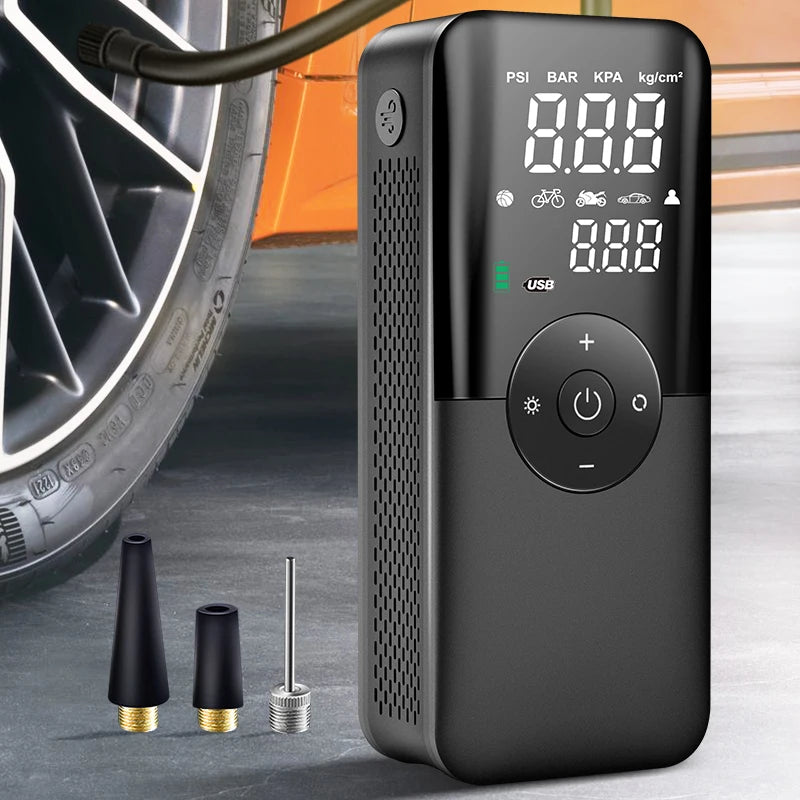 Portable Cordless Air Pump: Digital Tire Inflator for Cars, Motorcycles, Bikes, and Balls