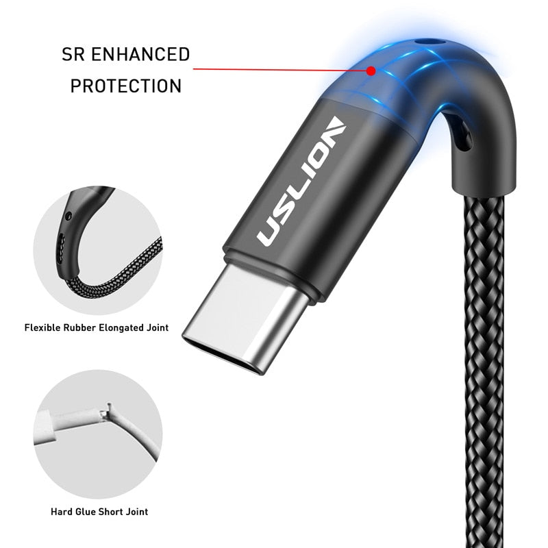 Cable USB tipo C a micro USB de carga rápida de 3 A