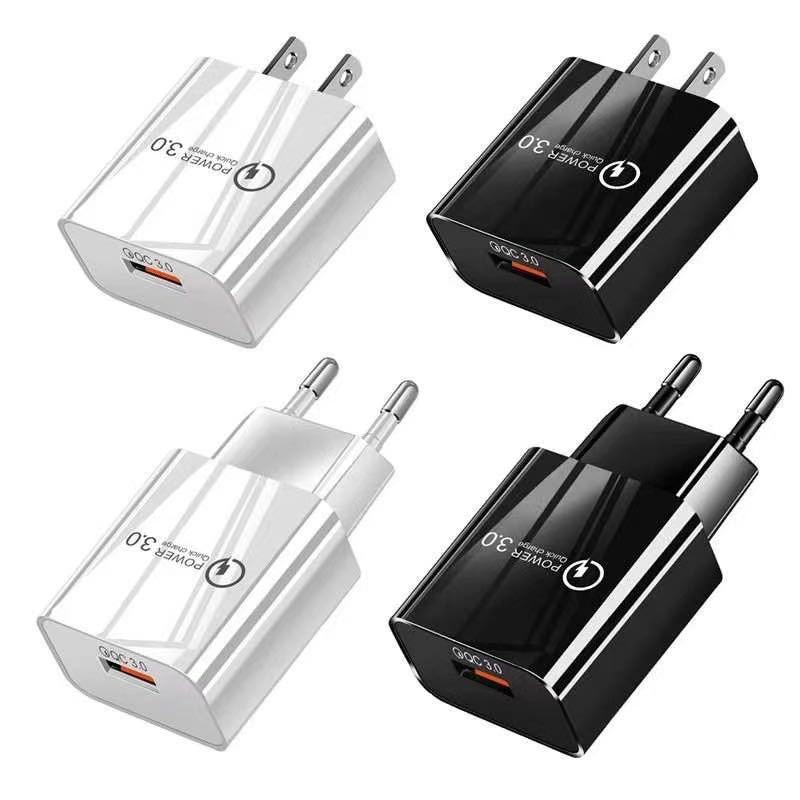 18W3A Fast Charger QC 3.0 USB Charger for iPhone, Samsung  EU US Plug