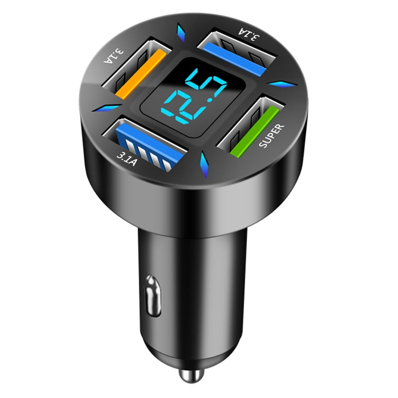 66W 4-Port USB-C Car Charger with Fast Charging 3.0