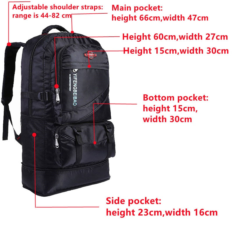 Waterproof Nylon Backpack for Hiking, Camping, and Outdoor Adventures